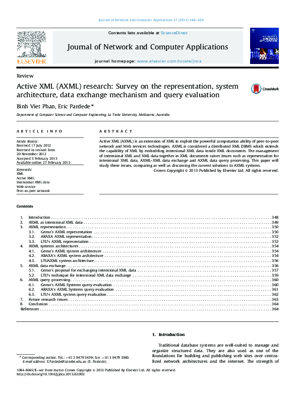 (PDF) Active XML (AXML) research: Survey on the representation, system ...