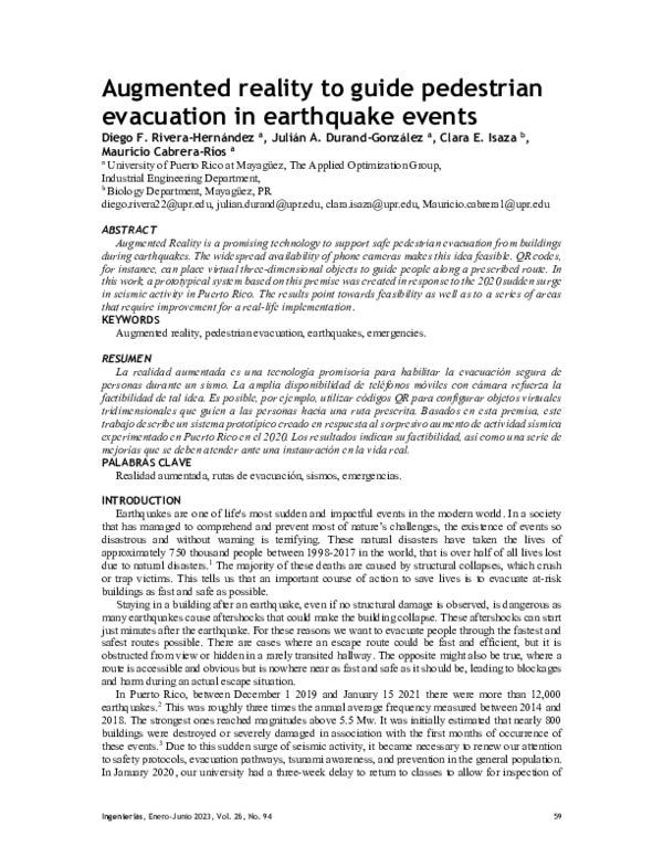 (PDF) Augmented reality to guide pedestrian evacuation in earthquake events