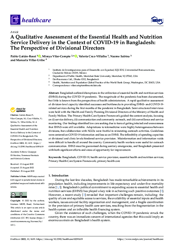 (PDF) A Qualitative Assessment of the Essential Health and Nutrition ...