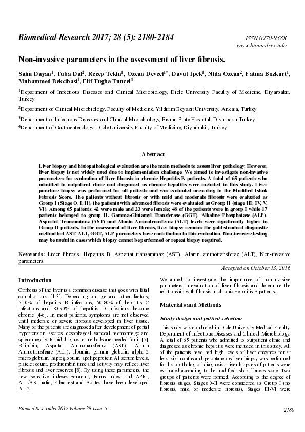 (PDF) Non-invasive parameters in the assessment of liver fibrosis