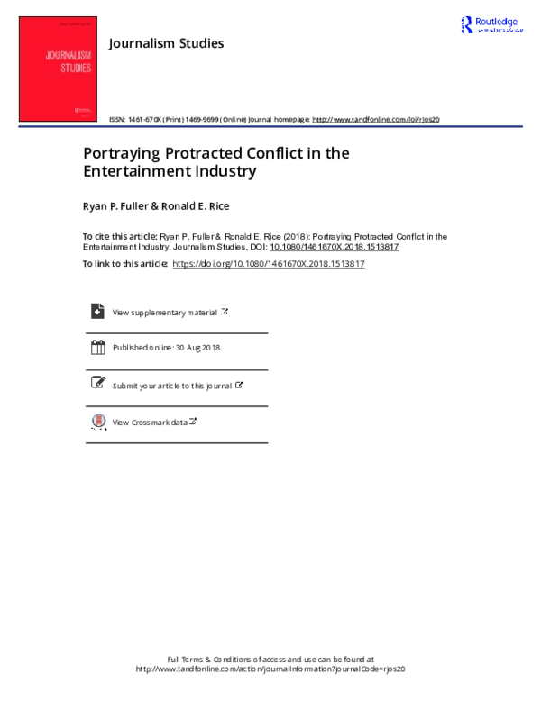 (PDF) Portraying Protracted Conflict in the Entertainment Industry