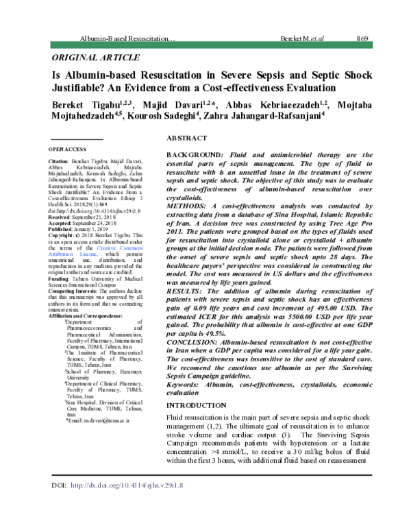 (PDF) Is Albumin-based Resuscitation in Severe Sepsis and Septic Shock ...