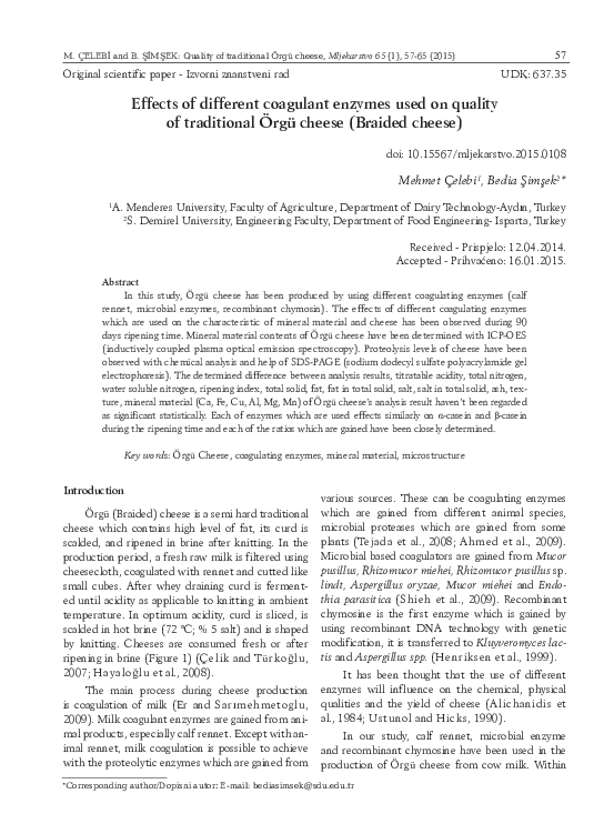 (PDF) Effects of different coagulant enzymes used on quality of