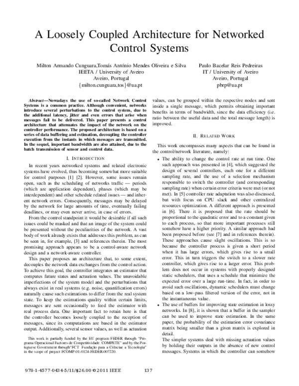 (PDF) A loosely coupled architecture for networked control systems Tomás Oliveira e Silva