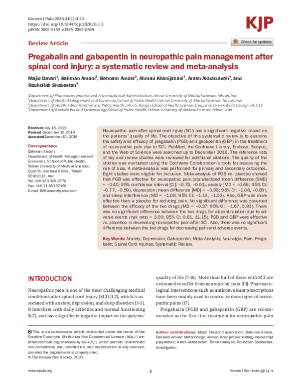 (PDF) Pregabalin and gabapentin in neuropathic pain management after ...