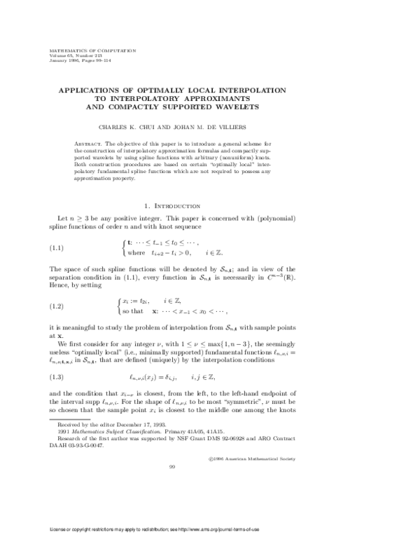 (PDF) Applications of optimally local interpolation to interpolatory ...