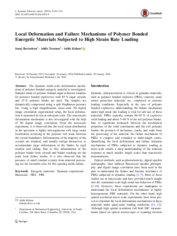 (PDF) Local Deformation and Failure Mechanisms of Polymer Bonded ...