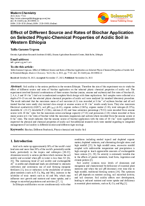 (PDF) Effect of Different Source and Rates of Biochar Application on ...