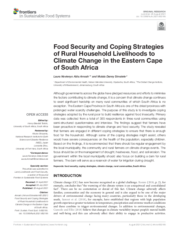(PDF) Food Security and Coping Strategies of Rural Household ...
