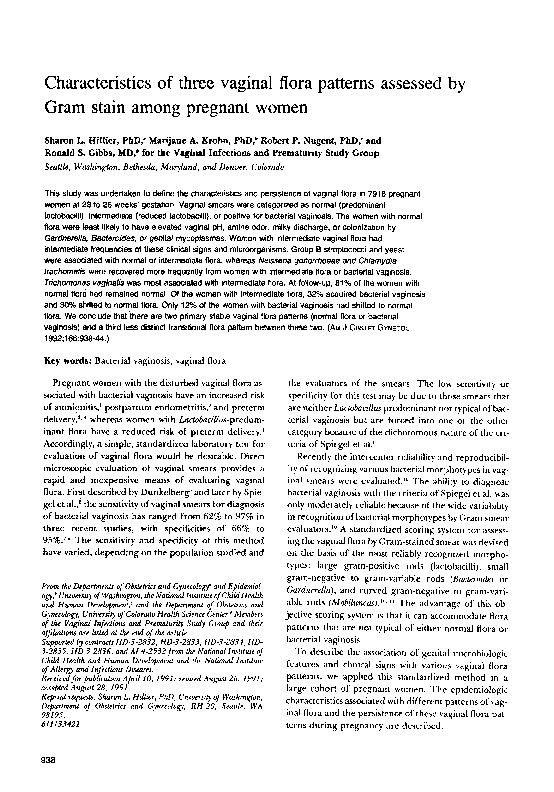 (PDF) Characteristics of three vaginal flora patterns assessed Gram stain among pregnant women