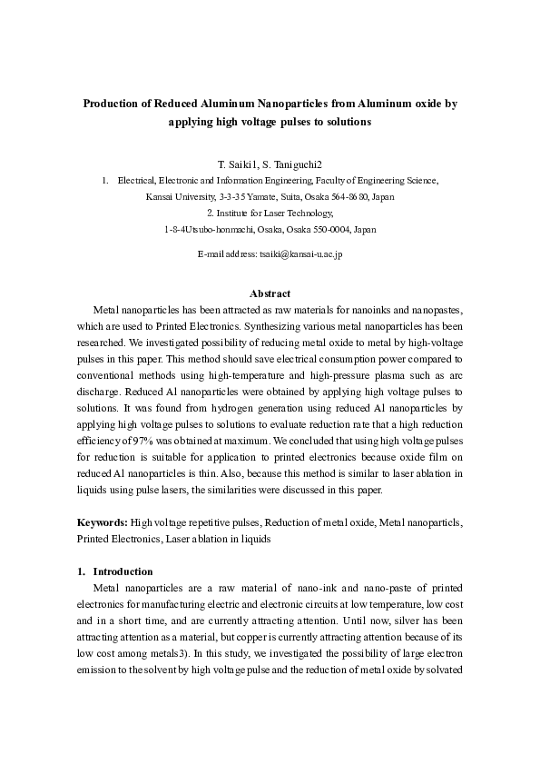 (PDF) Production of Reduced Aluminum Nanoparticles from Aluminum Oxide ...