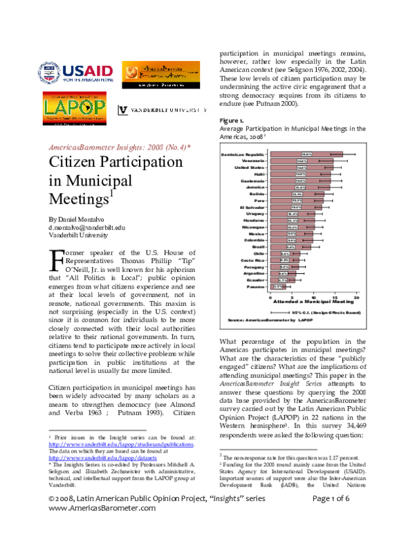 (PDF) Citizen Participation in Municipal Meetings 1