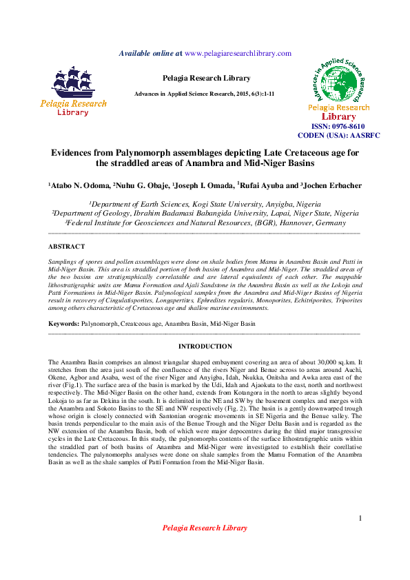 (PDF) Evidences from Palynomorph assemblages depicting Late Cretaceous ...