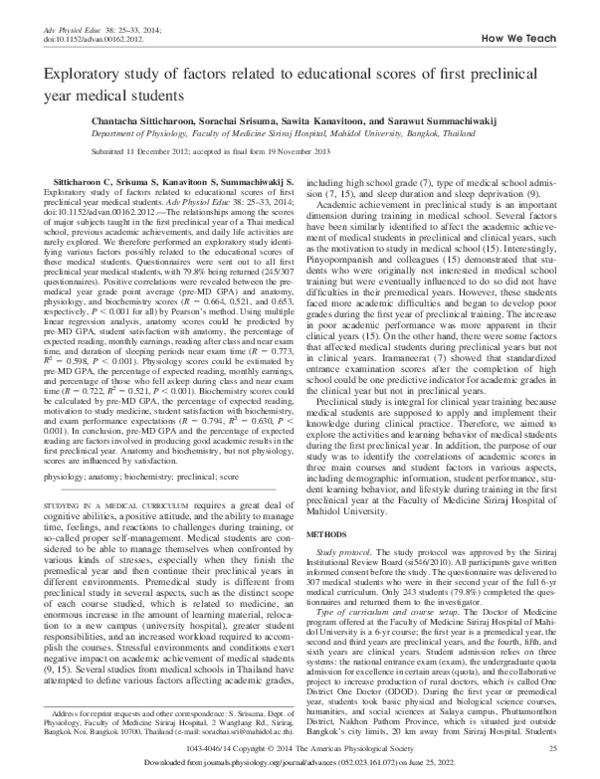 (PDF) Exploratory study of factors related to educational scores of ...