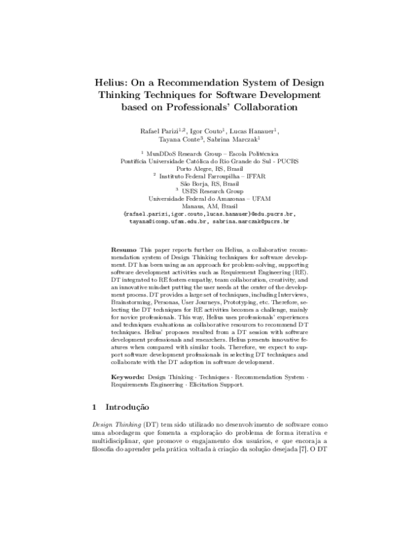(PDF) Helius: On a Recommendation System of Design Thinking Techniques ...