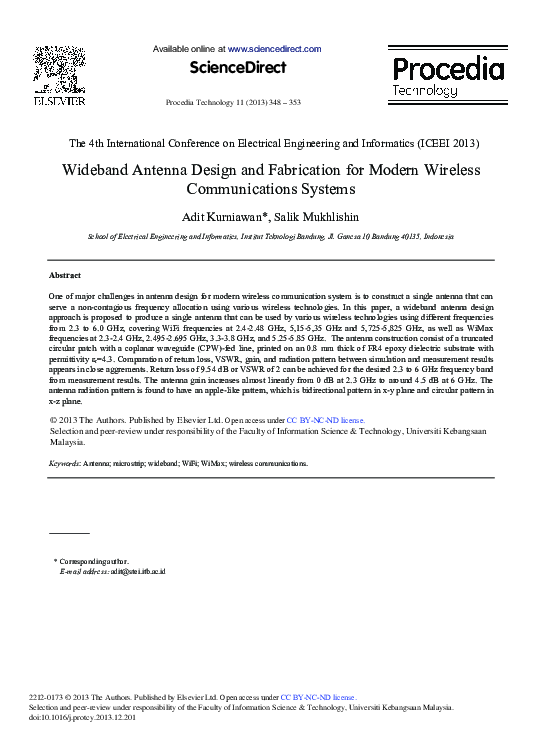 (PDF) Wideband Antenna Design and Fabrication for Modern Wireless ...