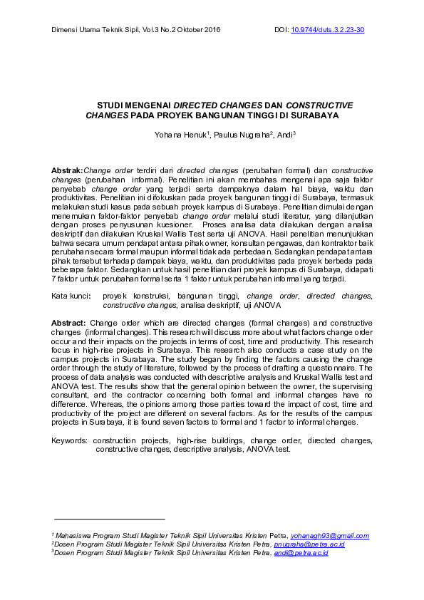 (PDF) Studi Mengenai Directed Changes dan Constructive Changes pada ...