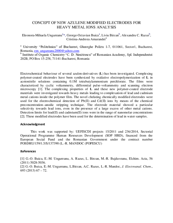 (PDF) Concept of New Azulene Modified Electrodes for Heavy Metal Ions ...