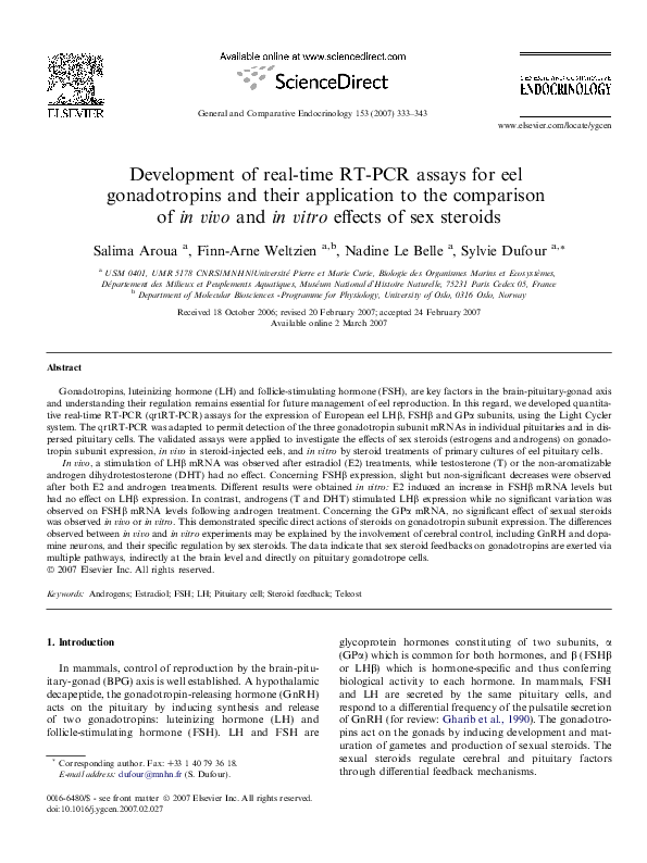 (PDF) Development of real-time RT-PCR assays for eel gonadotropins and ...