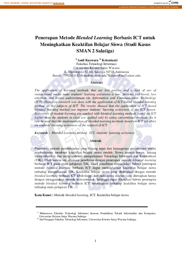 (PDF) Penerapan Metode Blended Learning Berbasis ICT untuk Meningkatkan ...