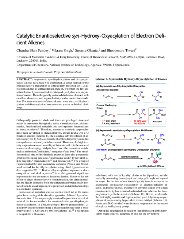 (PDF) Catalytic Enantioselective Syn-Hydroxy-Oxyacylation of Electron ...