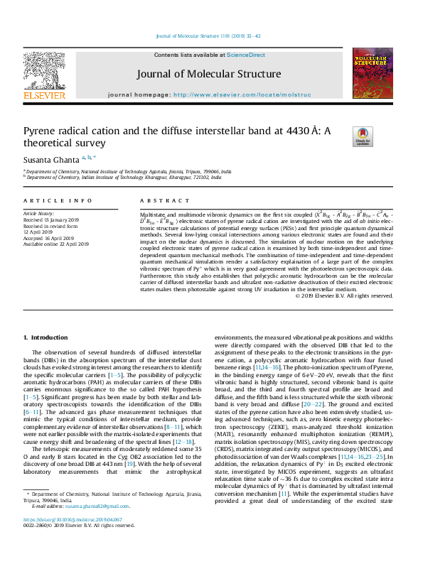 (PDF) Pyrene radical cation and the diffuse interstellar band at 4430 Å ...