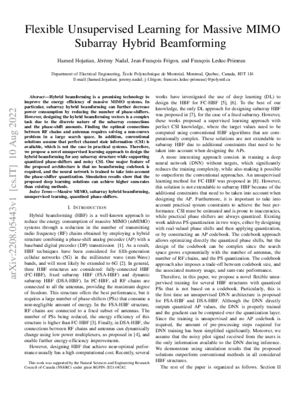 (PDF) Flexible Unsupervised Learning for Massive MIMO Subarray Hybrid ...