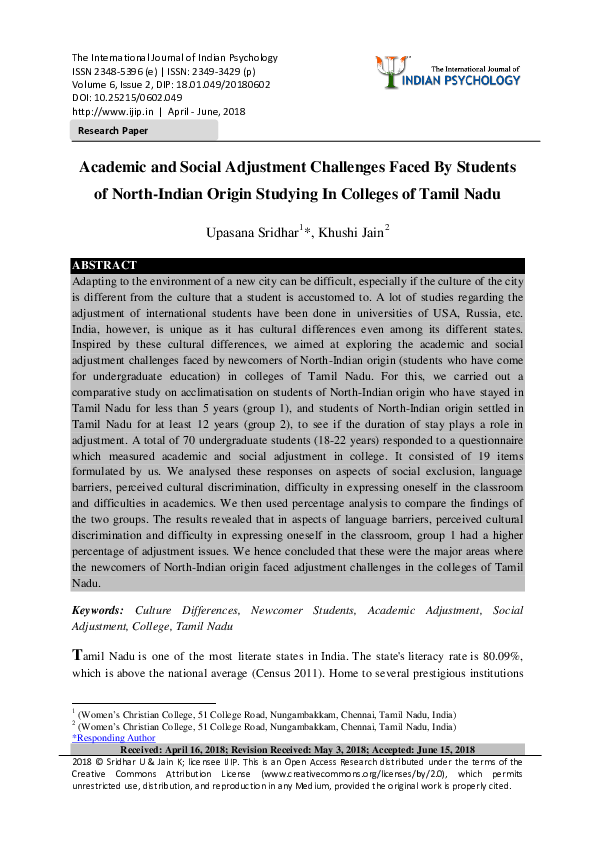 (PDF) Academic and Social Adjustment Challenges Faced By Students of ...