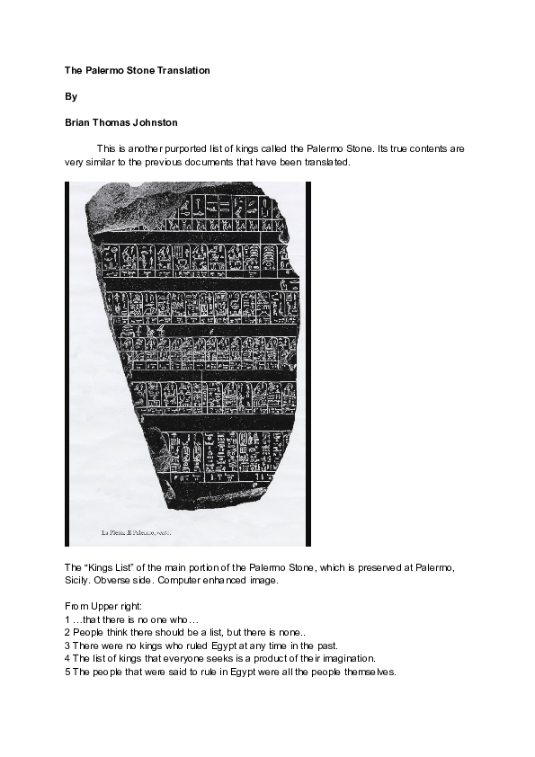 (DOC) The Palermo Stone Translation Brian T. Johnston Academia.edu
