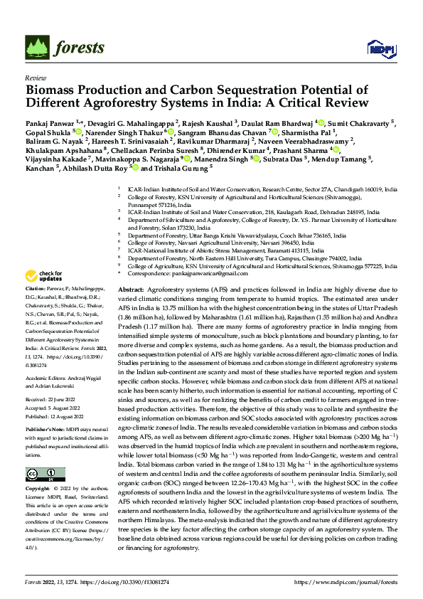 (PDF) Biomass Production and Carbon Sequestration Potential of ...