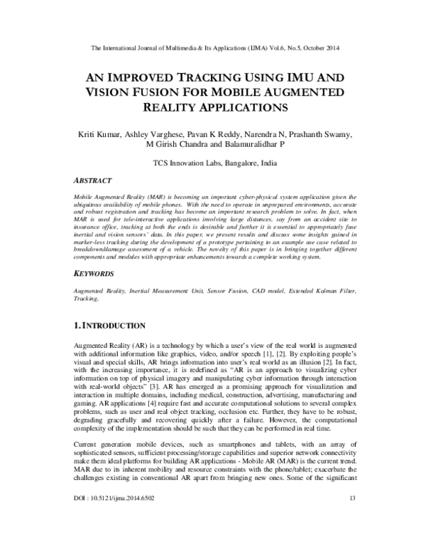 (PDF) An Improved Tracking Using IMU and Vision Fusion for Mobile ...