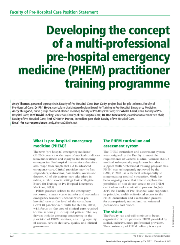 (PDF) Developing the concept of a multi-professional pre-hospital ...