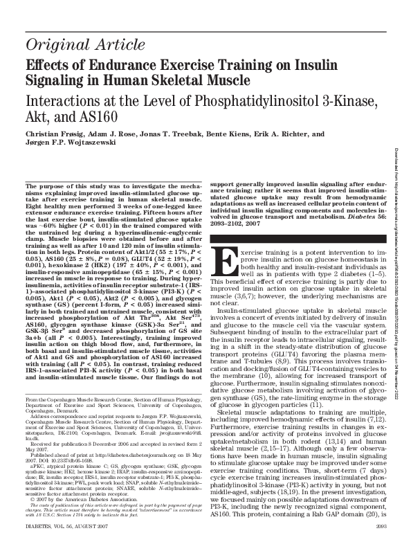 (PDF) Effects of Endurance Exercise Training on Insulin Signaling in ...