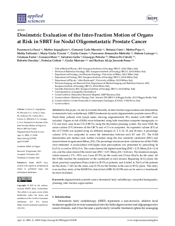 (PDF) Dosimetric Evaluation of the Inter-Fraction Motion of Organs at ...