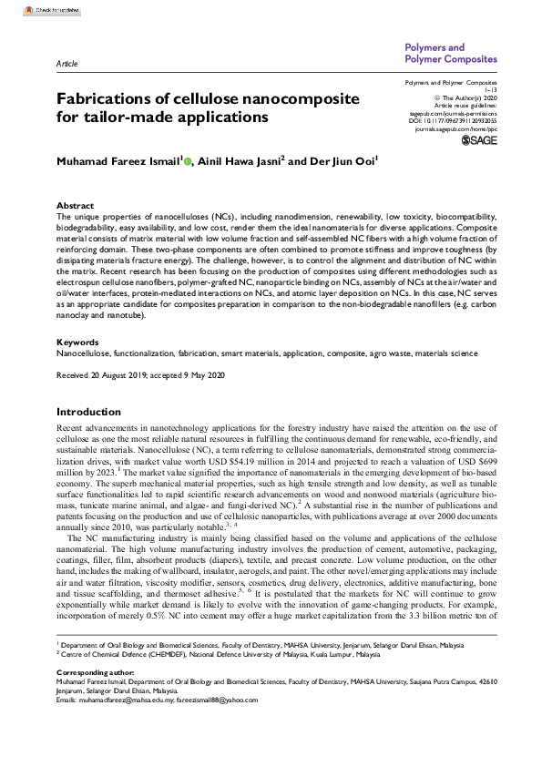 (PDF) Fabrications of cellulose nanocomposite for tailor-made applications