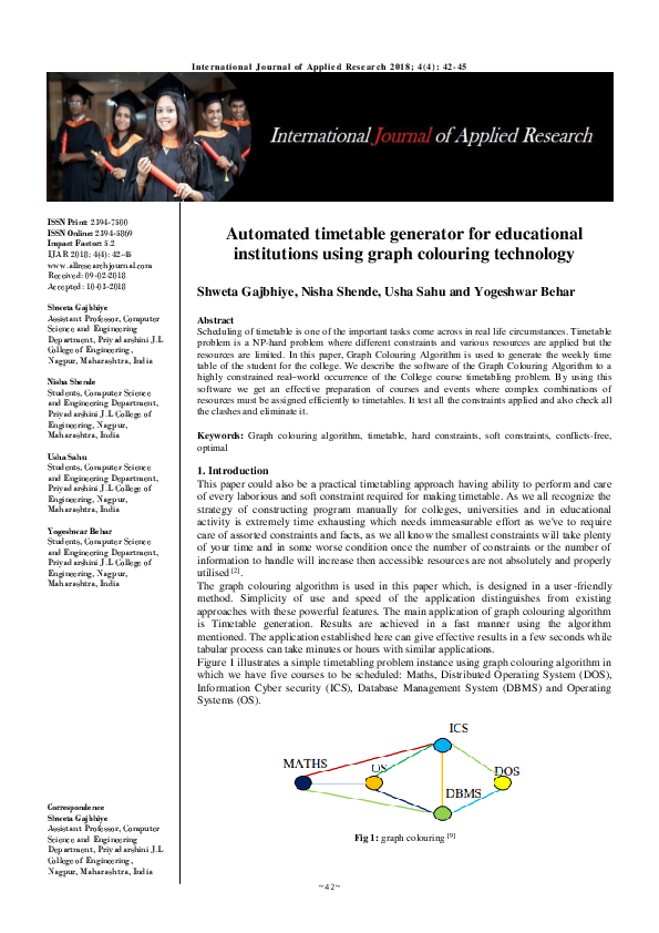 (PDF) Automated timetable generator for educational institutions using ...