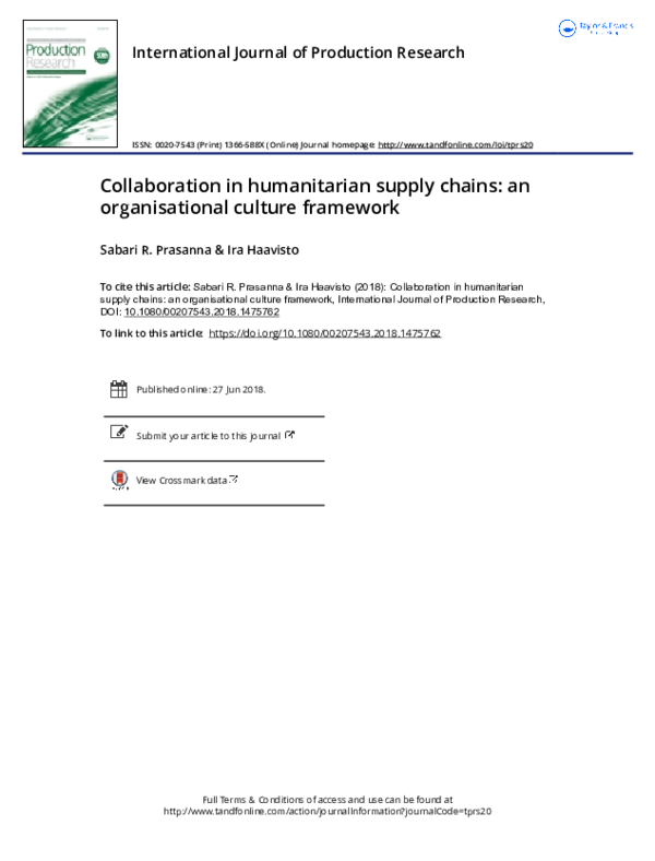 (PDF) Collaboration in humanitarian supply chains: an organisational ...