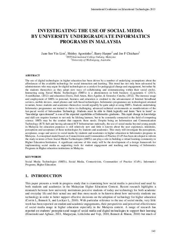 (PDF) Investigating the use of social media by university undergraduate ...