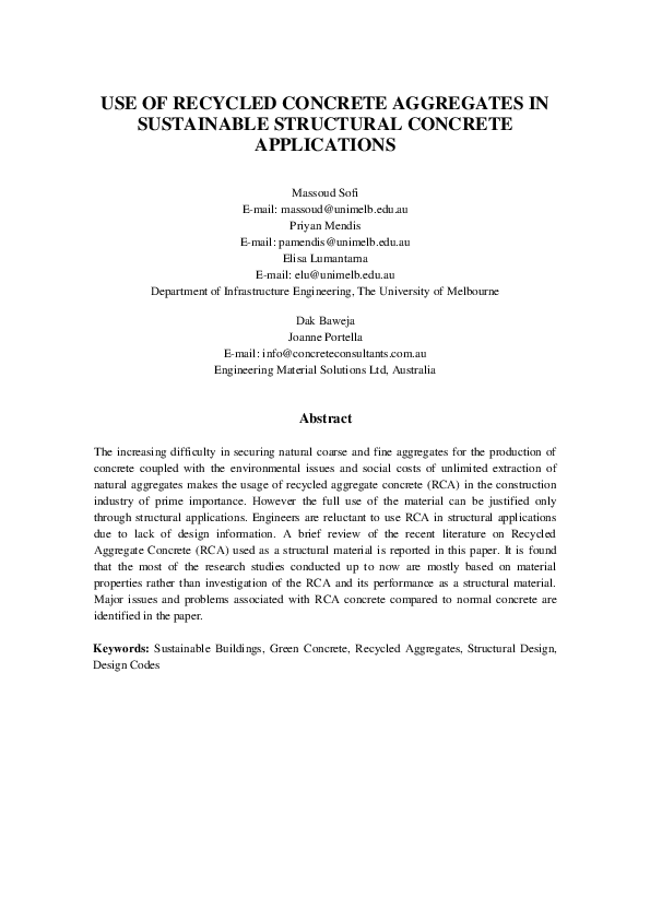 (PDF) Use of recycled concrete aggregates in sustainable structural ...