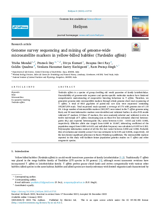 (PDF) Genome survey sequencing and mining of genome-wide microsatellite ...