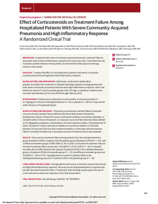(PDF) Effect of Corticosteroids on Treatment Failure Among Hospitalized ...