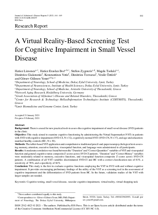 (PDF) A Virtual Reality-Based Screening Test for Cognitive Impairment ...