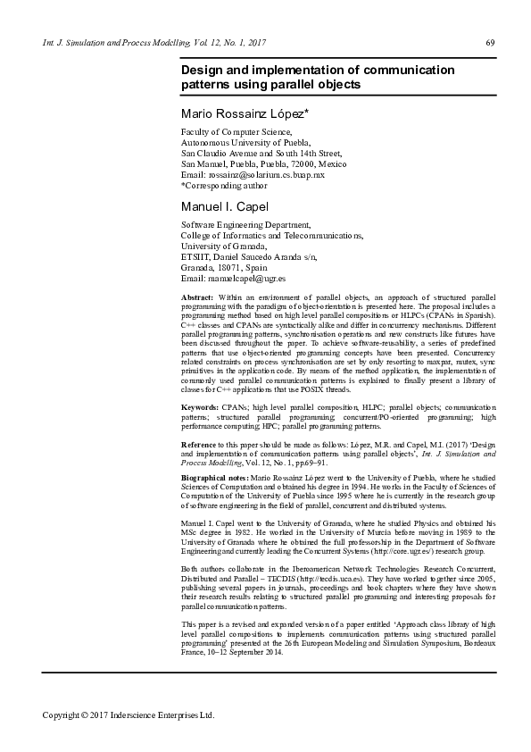 (PDF) Design and implementation of communication patterns using ...
