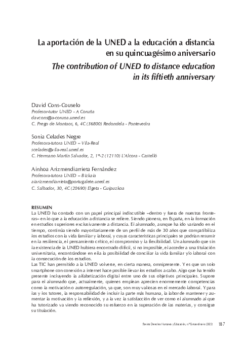 (PDF) La aportación de la UNED a la educación a distancia en su ...