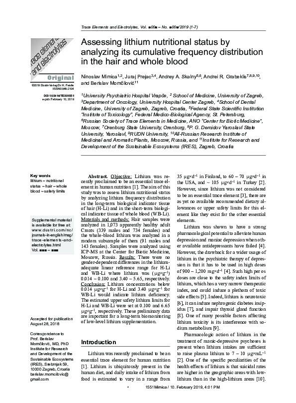 (PDF) Assessing lithium nutritional status by analyzing its cumulative ...