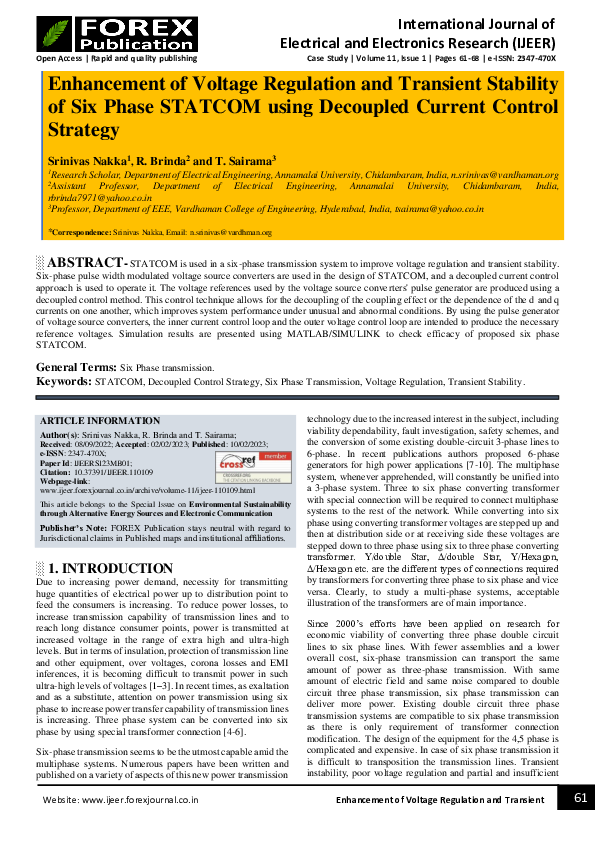 (PDF) Enhancement of Voltage Regulation and Transient Stability of Six ...