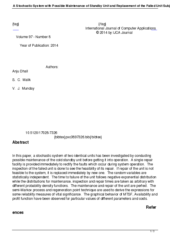 (PDF) A Stochastic System with Possible Maintenance of Standby Unit and ...