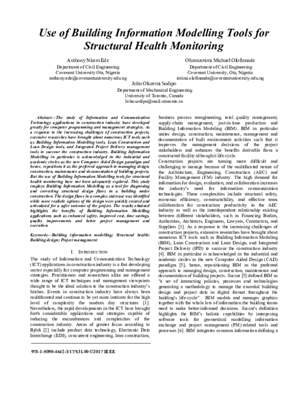 (PDF) Use of building information modelling tools for structural health ...