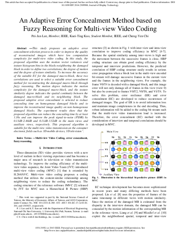 (PDF) An Adaptive Error Concealment Method Based on Fuzzy Reasoning for ...
