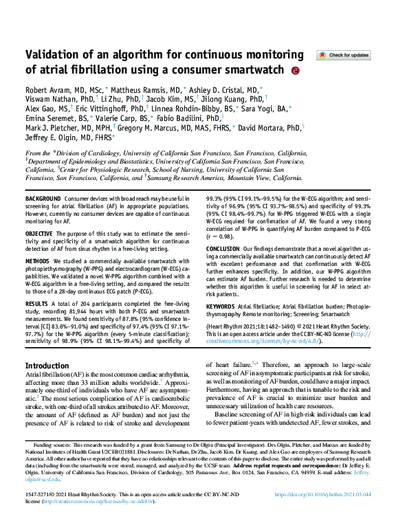 (PDF) Validation of an algorithm for continuous monitoring of atrial ...